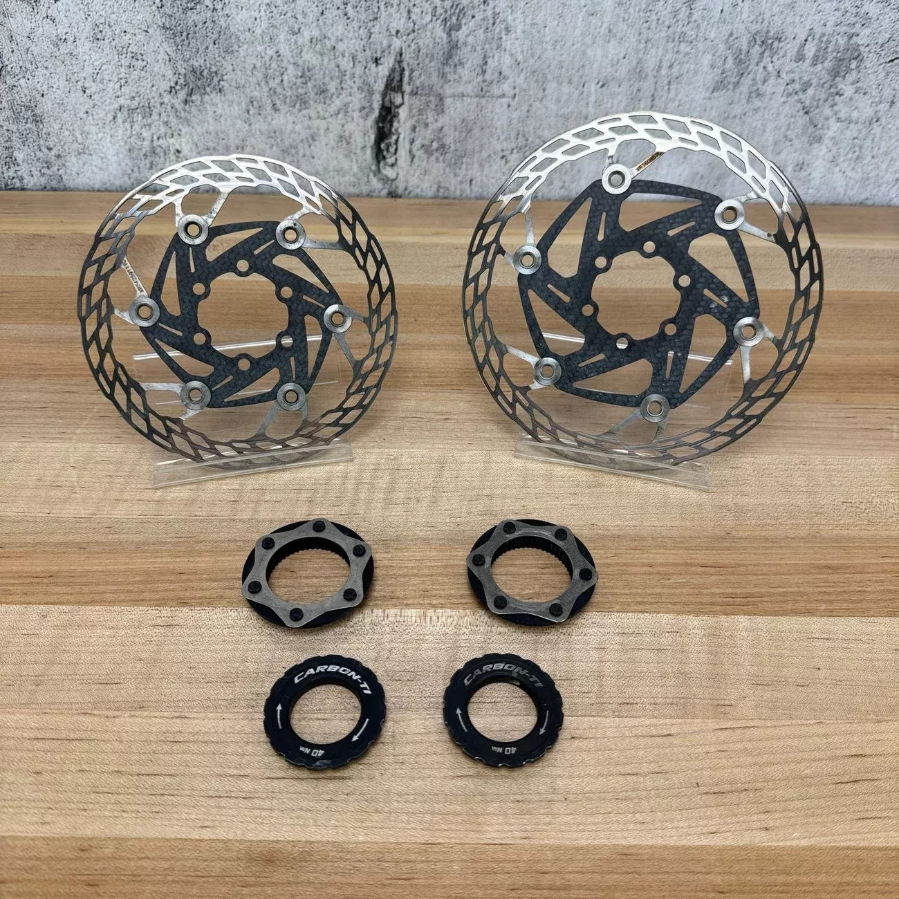 Carbon-Ti X Carbon 6-Bolt 160/140mm Disc Brake Rotors + Center Lock Adapters