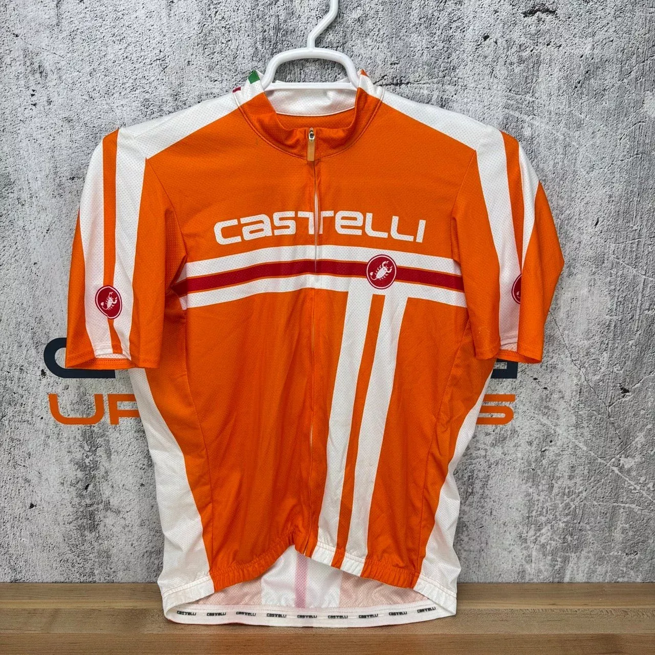 Castelli Men's Size XL Orange/White Cycling Jersey