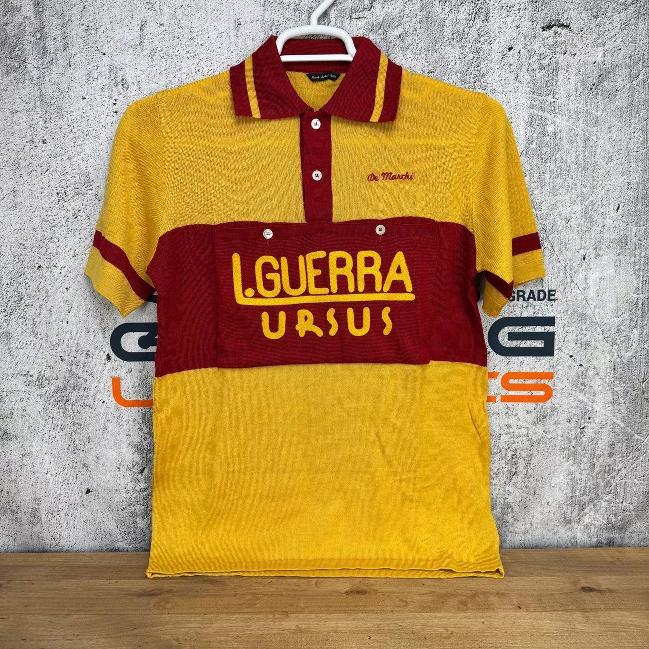 De Marchi L. Guerra Ursus Wool Medium Yellow Vintage Cycling Jersey