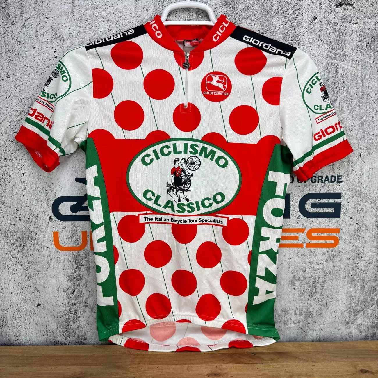 Giordana Ciclismo Classico Size 2 Small White/Red Polkadot Vintage Cycling Jersey