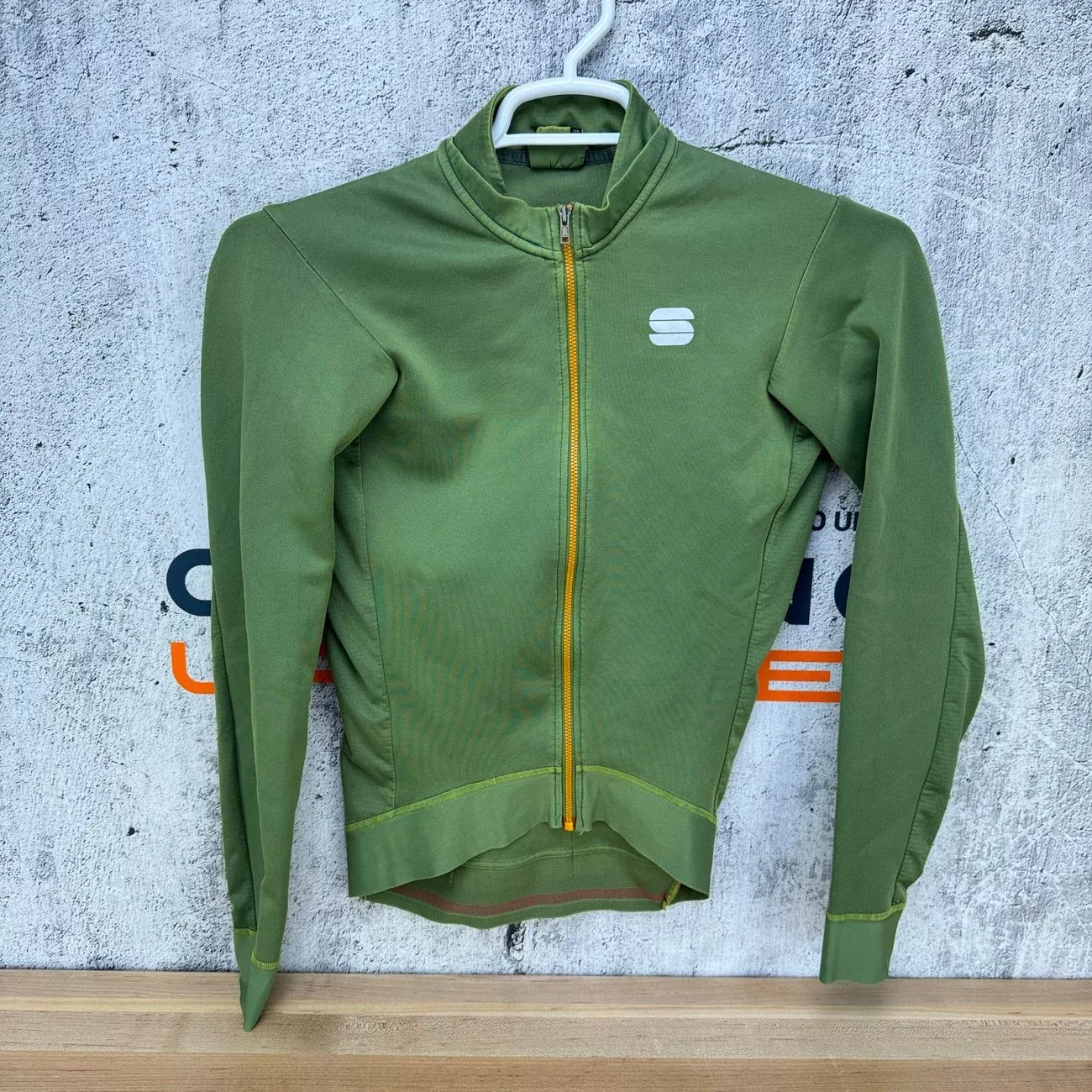 Light Use! Sportful Thermal Long Sleeve Small Green Cycling Jersey