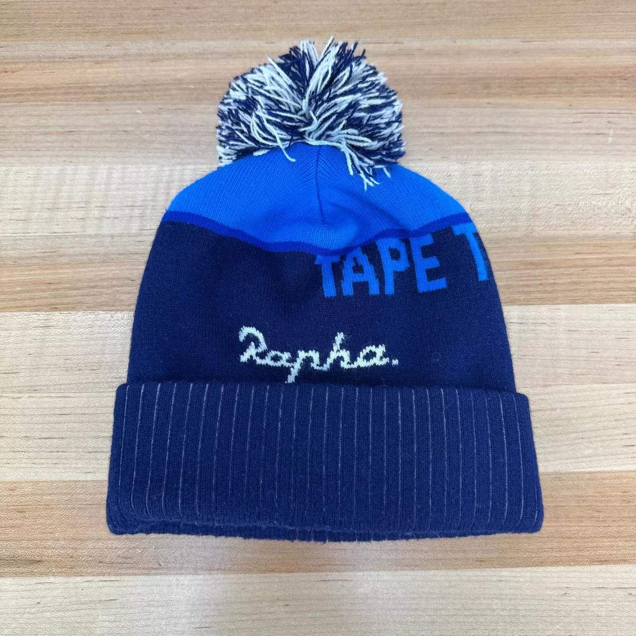 Light Wear! Rapha Bobble Hat "Tape to Tape" Blue Winter Beanie