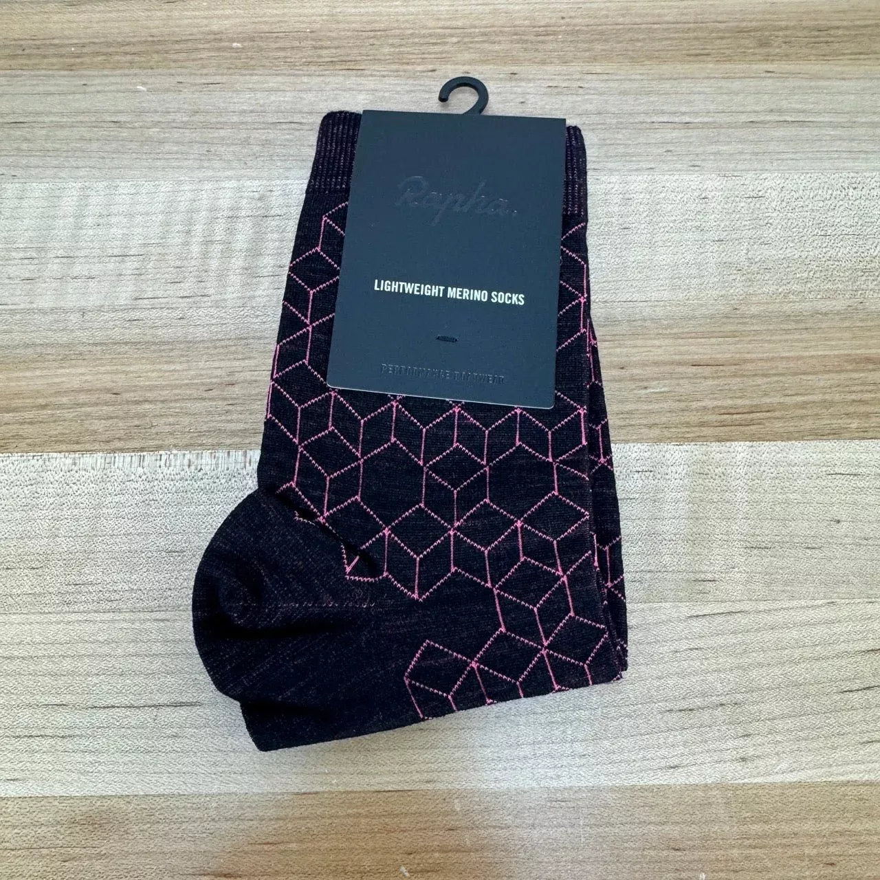 New! Rapha Lightweight Merino Block Medium Black Cycling Socks