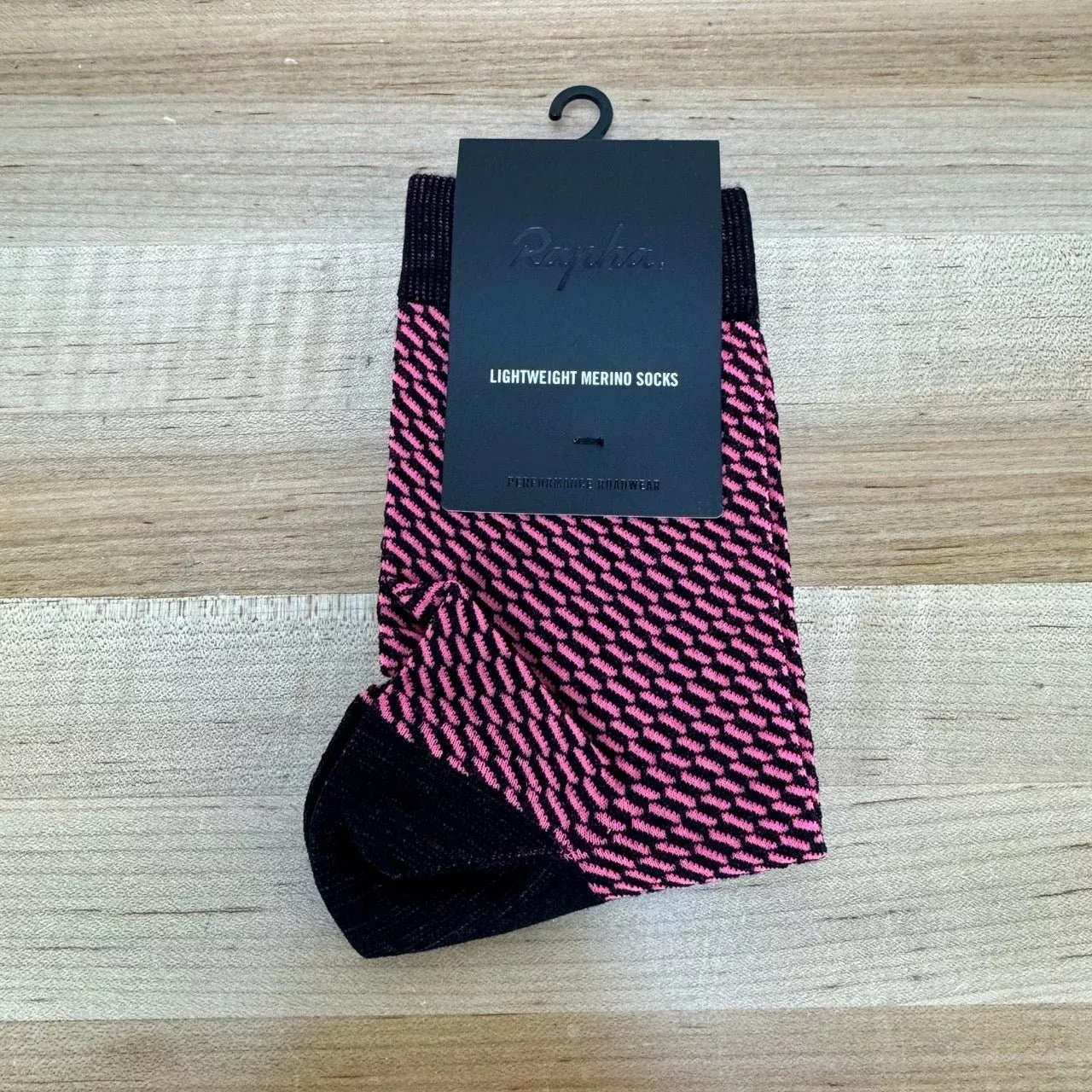 New! Rapha Lightweight Merino Stripe Medium Black Cycling Socks