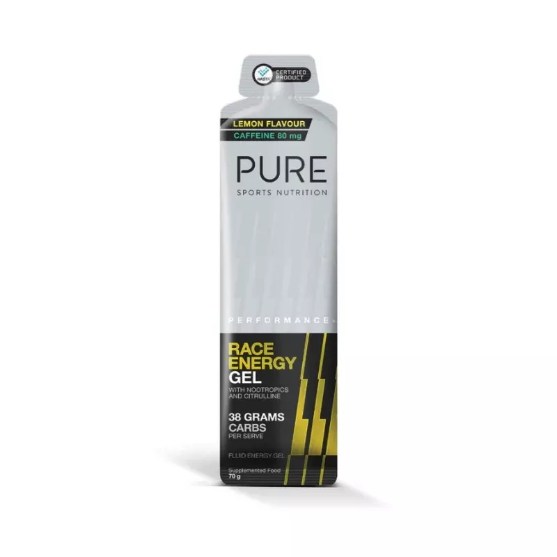 Performance + Race Energy Gel Lemon + Caffeine (80MG) 70G Pure Pure -