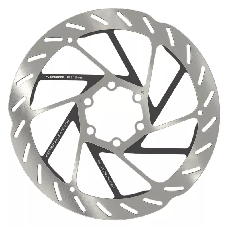 SRAM HS2 Disc Brake Rotor - 160mm 6-Bolt Rounded Silver/Black