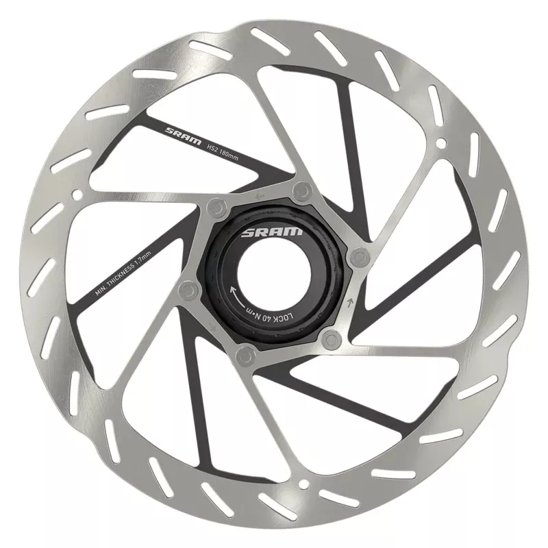 SRAM HS2 Disc Brake Rotor - 180mm Center Lock Rounded Silver/Black
